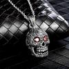 Gothic Hollow Pendant Necklace Eyes Ruby Stainless Steel Men's Acsergery Silver Gift