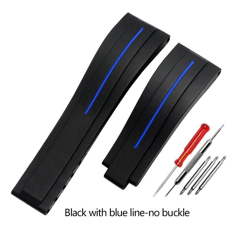 Резиновый ремешок для часов Seiko Tudor Citizen с пряжкой из нержавеющей стали, водонепроницаемый браслет для часов 20 мм 21 мм черный синий