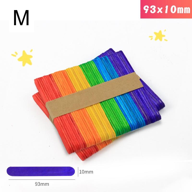 100Pcs Natural Wooden Ice Cream Sticks DIY Craft Wood Strips Kids Art Handicraft Supplies
