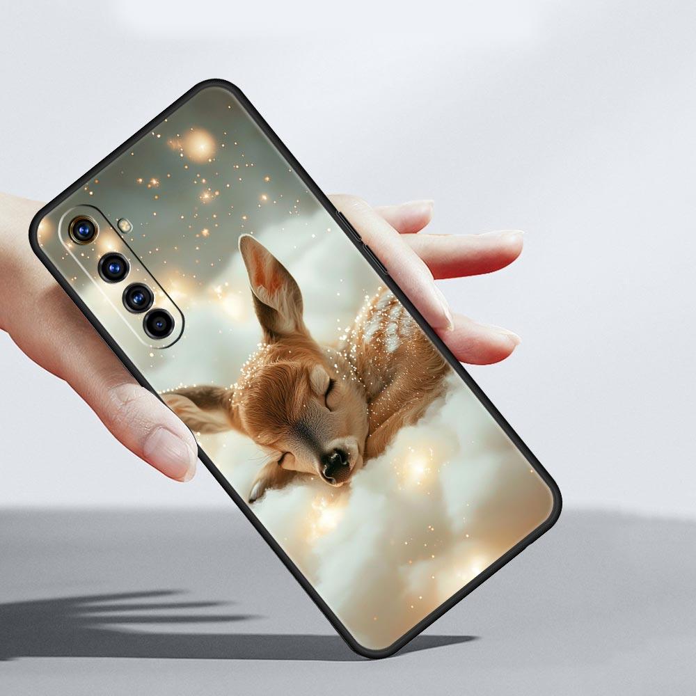 Чехол-бампер с рисунком оленя и личи из мягкого ТПУ для телефонов Realme 13 12 11 10 9 Pro Plus GT3 GT2 C21 C25 C35 C53 C55 C67 Pro 5G