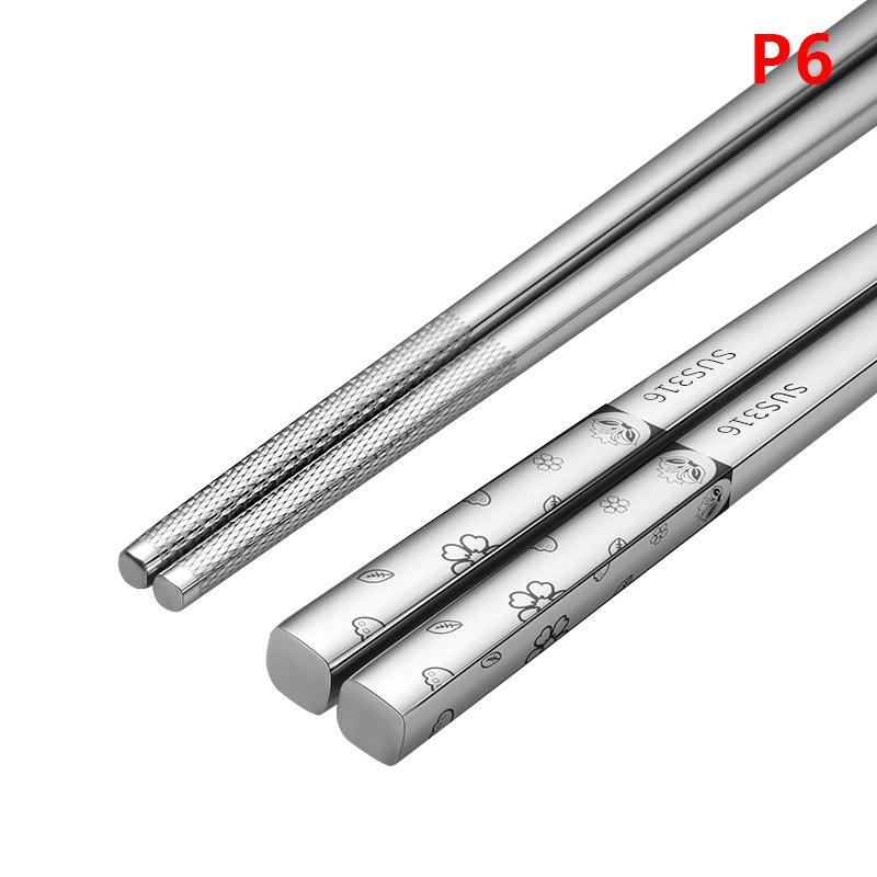 316 Stainless Steel Chopstick Laser Engraving Chinese Chopsticks Antiskid Household Metal Reusable Chopstick Kitchen Tableware