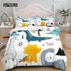 Cartoon Dinosaur Duvet Cover 3D Kawaii Animal Boy Bedding Set for Kids Girls Soft Microfiber Quilt Cover with Zipper Closure