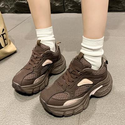 Женская вулканизированная обувь Весенняя новая мода Толстая подошва Дышащая 2024 Универсальная Удобная Нескользящая Повседневная Спортивная обувь 35-40