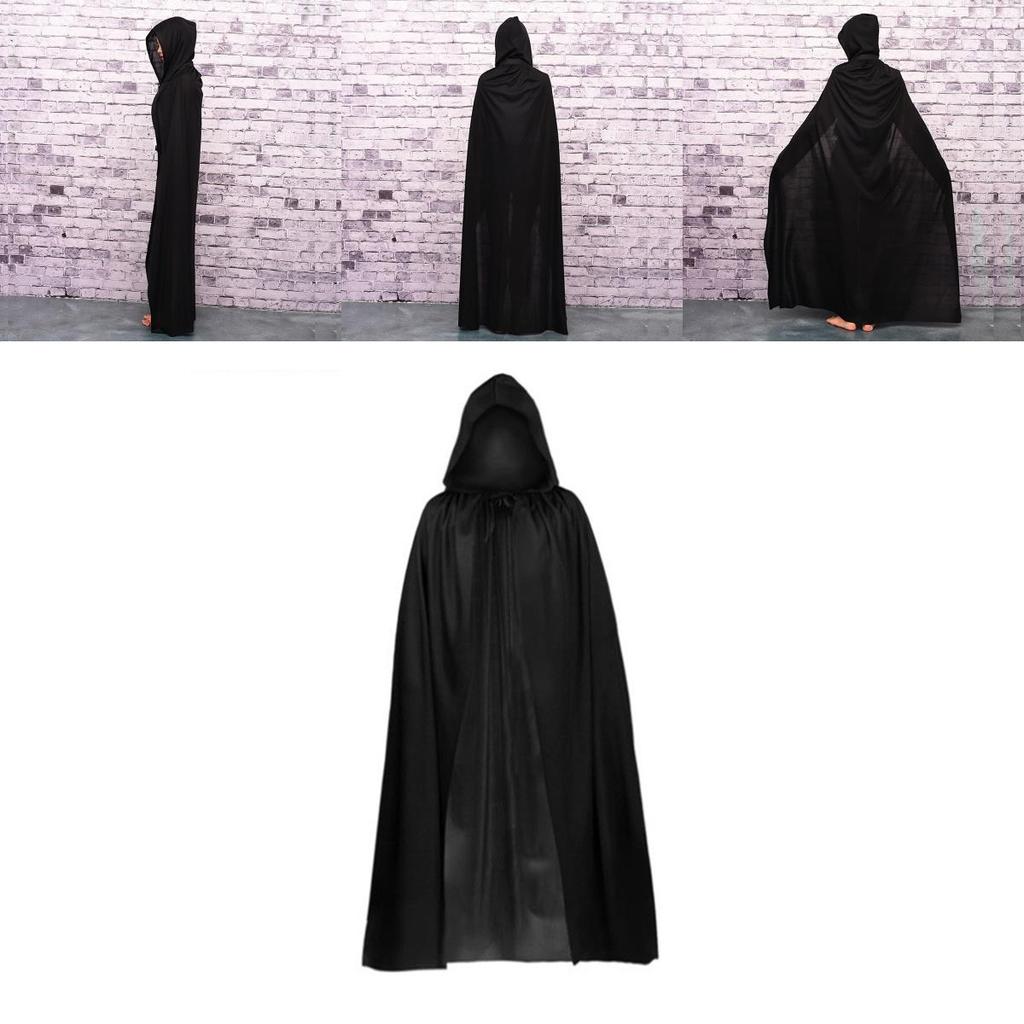 Хэллоуинский плащ косплей Мрачный жнец Вампир Ведьма Волшебник мантия Вечеринка Взрослые Дети Черный плащ накидка