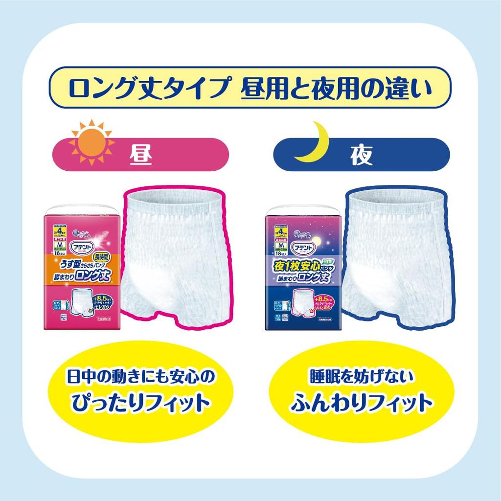 Attends Nighttime Safety Size Long Leg Thin 16 Pants Pants, L, Unisex, 4-Time Absorption, Length, Fit,