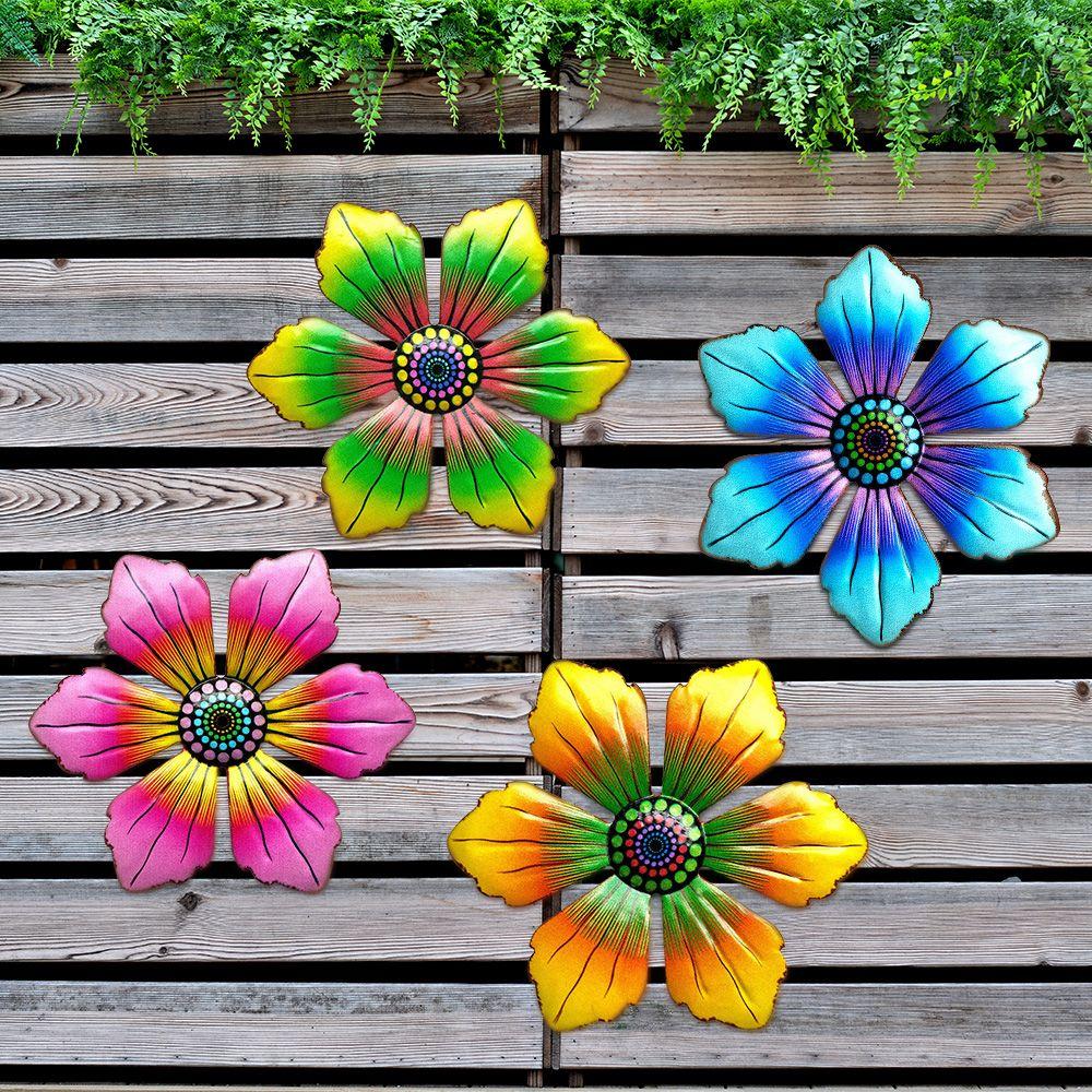 Home Decoration Sculpture Indoor Outdoor Metal Flower Ornament Garden Craft Wall Hanging Iron Art
