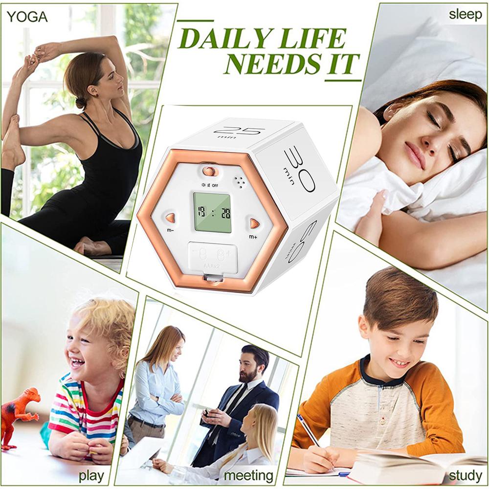 Шестигранные цифровые часы, таймер, магнитные кубики, таймер, кухонный шестиугольный флип-таймер для изучения кулинарии