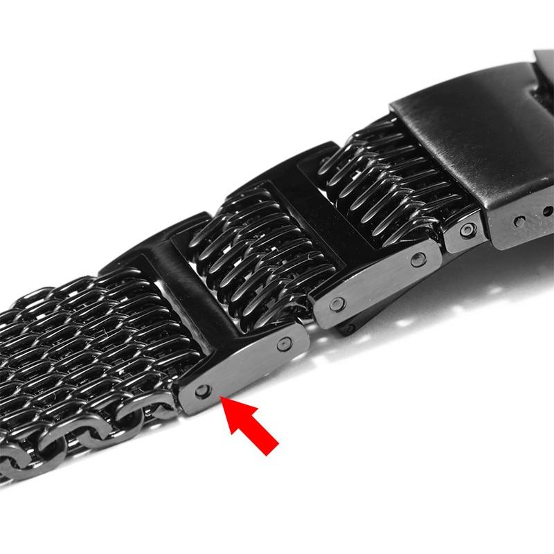 Solid Stainless Steel Watchband 20mm 22mm 24mm Silver Black Strap Replacement Metal Strap for Men's Watch Accessories