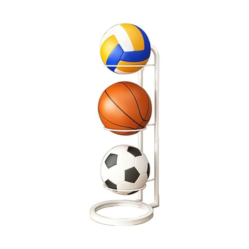 White Children Basketball Storage Rack Carbon Steel Football Display Rack Ball Placed Rack Home