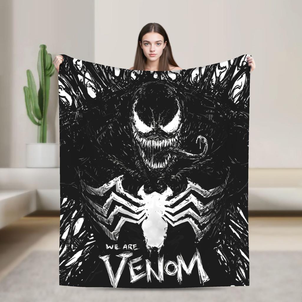 Venom cartoon Blanket  Travel Office Flannel Throw Blanket For Couch Chair Sofa Bed Soft Design Quality Bedspread Gift