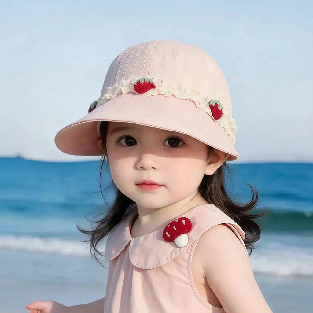 Girls Cute Baseball Cap With Large Brim Thin Sun Protection Hat Spring Summer Sweet Visor For Baby Toddler