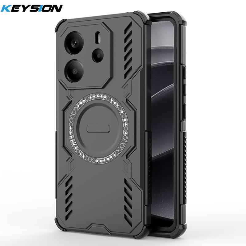 KEYSION Полый чехол с защитой от перегрева для Redmi Note 14 4G/5G - Силикон + ПК с магнитной совместимостью и защитой-подушкой безопасности