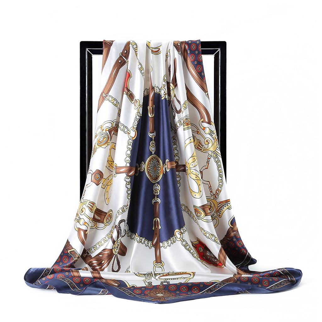 Fashion Hijab Scarf For Women Print Silk Satin Hair Scarfs Kerchief 90*90cm Square Neckerchief Headband Scarves For Ladies