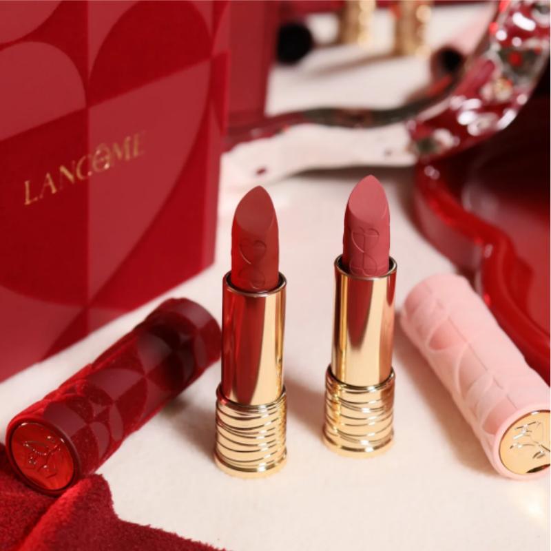 LANCÔME Помада Jingchun Xiaomanwaist 2026 Двусторонняя Потрясающий цвет Ограниченная серия Вельветовая Увлажняющая Матовая #375 Без пудры без подарочного пакета
