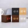 Wooden Sound Control USB/AAA Square LED Digital Alarm Electronic Table Clock