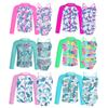 3pcs Kids Girls Swimsuit Sun Protection Rash Guard Shirt Bathing Suit Long Sleeves Coat with Vest Top and Briefs
