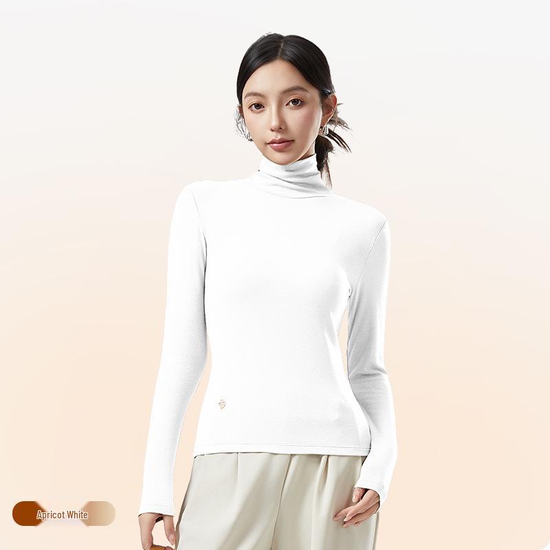 Autumn/Winter Women's High-Neck Fleece Base Shirt, Velvet Wool Knitwear, Skin-Beautifying, Wearable Indoors and Outdoors.