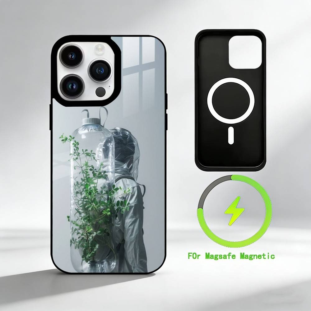 C-Creative portrait art Phone Case For iPhone 17 16 15 14 13 12 Pro Max Plus for Mirror Wireless Magnetic Cover