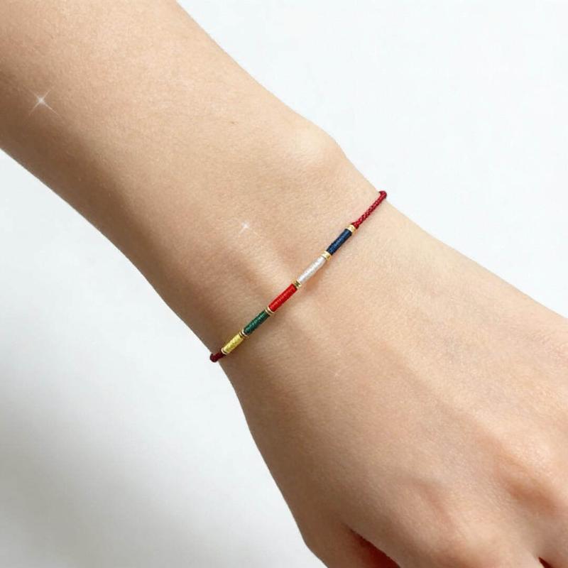 Handmade Infinite Lucky Bracelet Ultra-Fine Red Blue Twin-Colored Chinese Style Jewelry for Daily Wear Gift