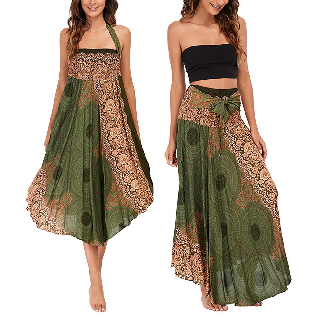 Женское летнее платье для отдыха и отдыха с принтом в виде морского берега и V-образным вырезом и разрезом