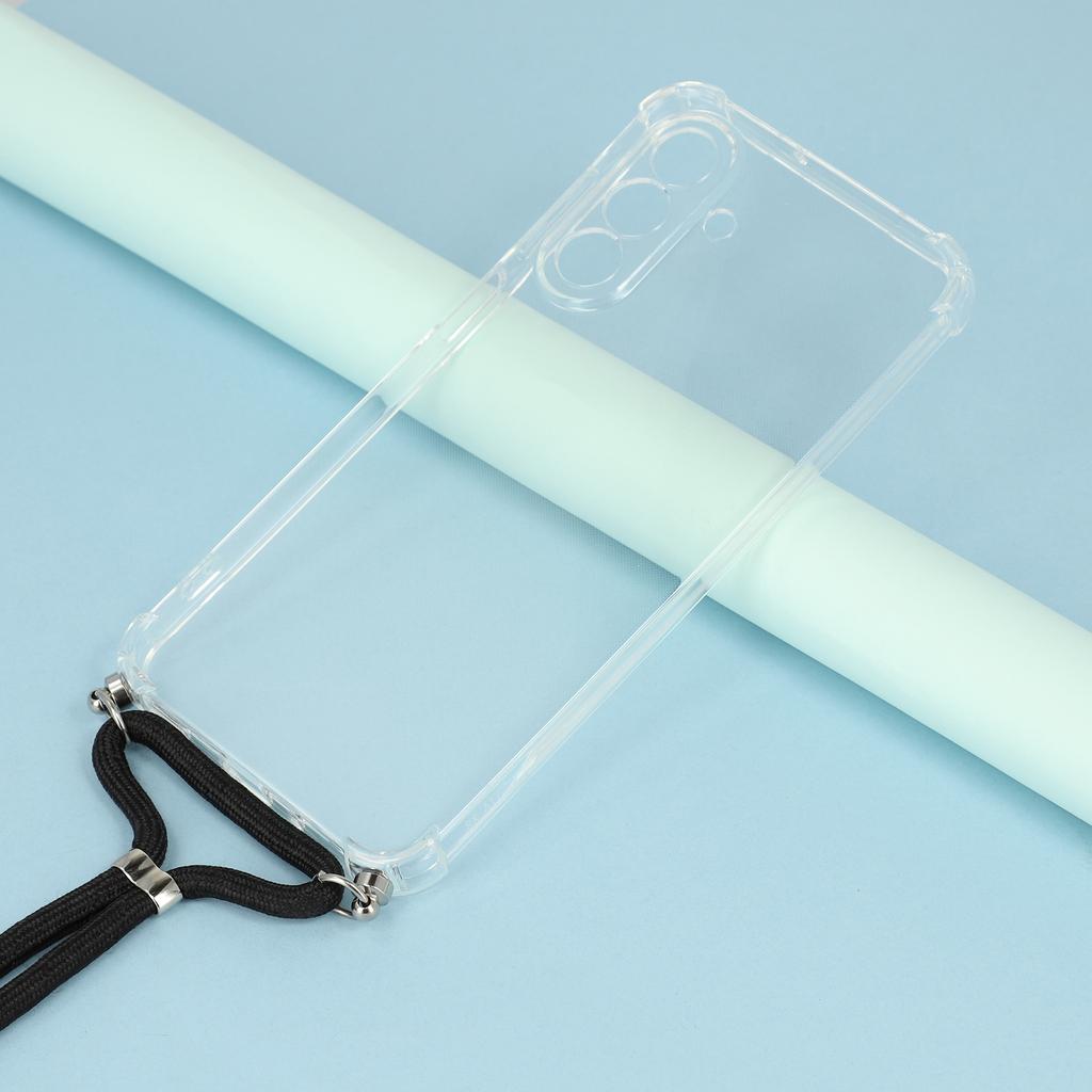 For Samsung Galaxy A17 Case Reinforced Corner TPU Clear Phone Cover with Lanyard
