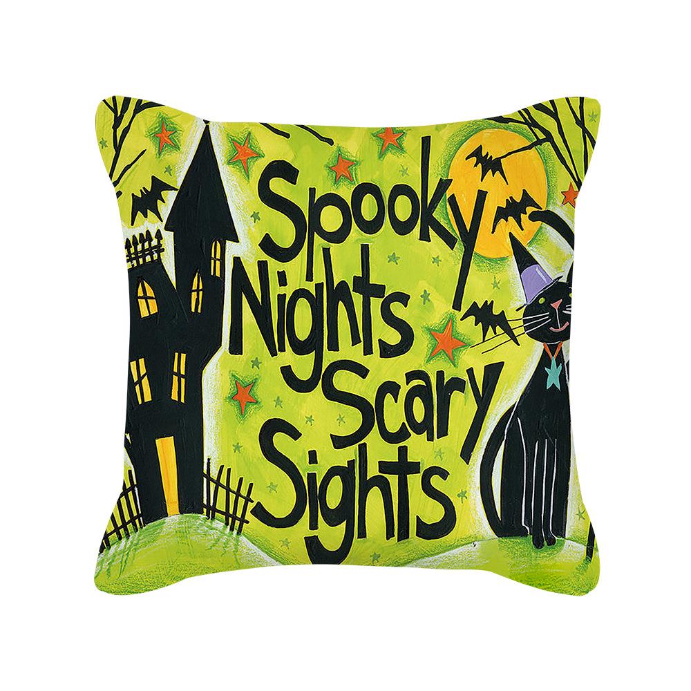 Halloween Cartoon Pumpkin Moon Bat House Decoration Pattern Pillowcase Bedroom Living Room Sofa Cinema Car Garden Pillowcase
