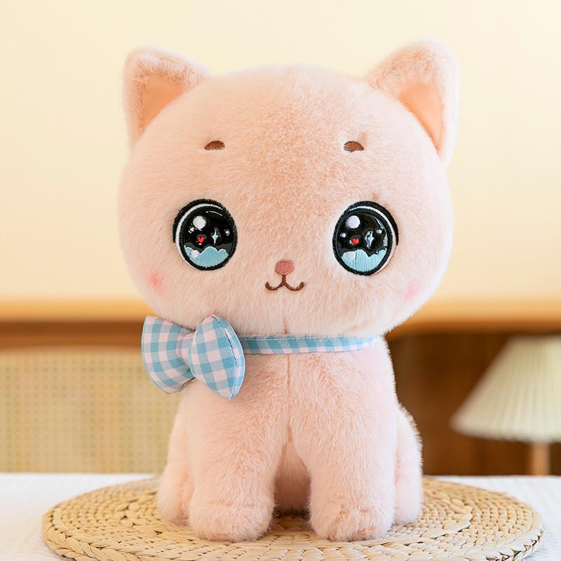 Cat Bowknot Plush Toy Cartoon Stuffed Animal Doll Room Decoration Kids Gift
