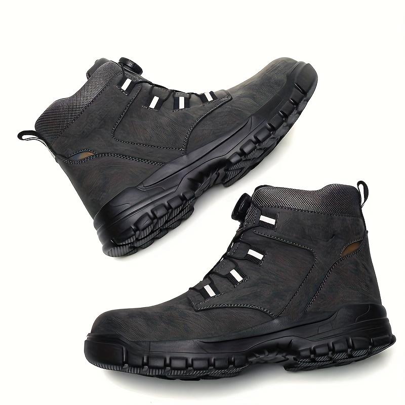 Steel Toe Work Safety Shoes - Puncture-Proof, Anti-Smash, Non-Slip, Shock-Absorbing, with Convenient Rotating Buckle, High-Top Protective Design