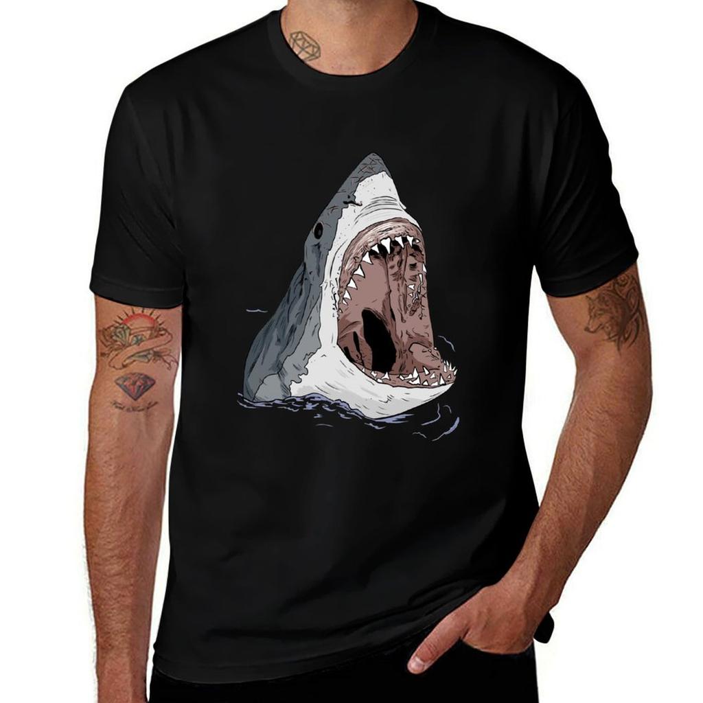 Great White Shark Tshirt Outdoor Work Short Sleeve Top