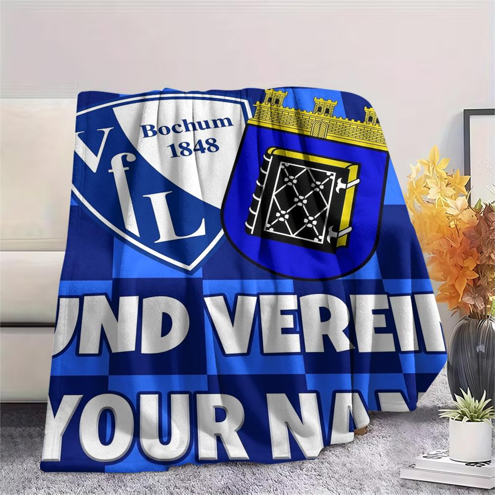1PC Custom Name VfL Bochum 1848 Patterned Flannel Blanket Suitable For All Seasons for Home Decor Warmth and Comfort Gifts Holiday Present_xia