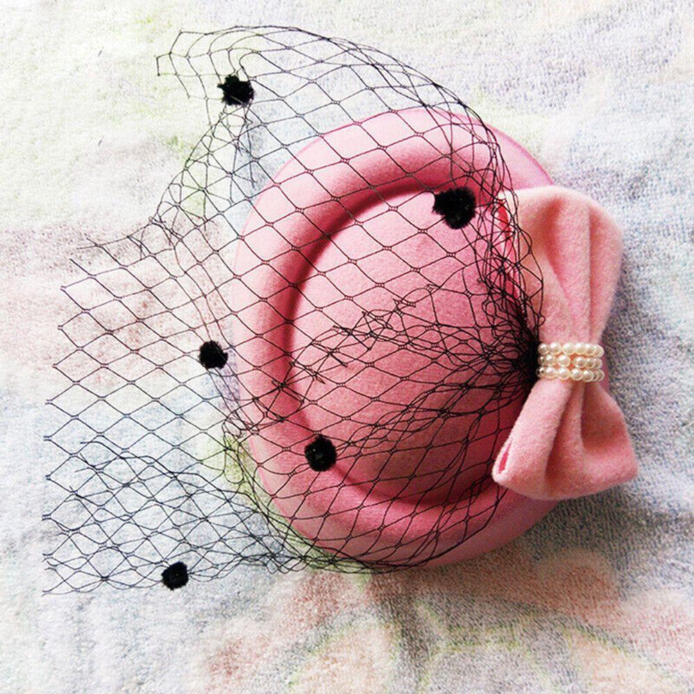 Party Retro Hairclip Bowknot Veil Bridal Headdress Womens Vintage Hat Fascinator Hair Pillbox Hat