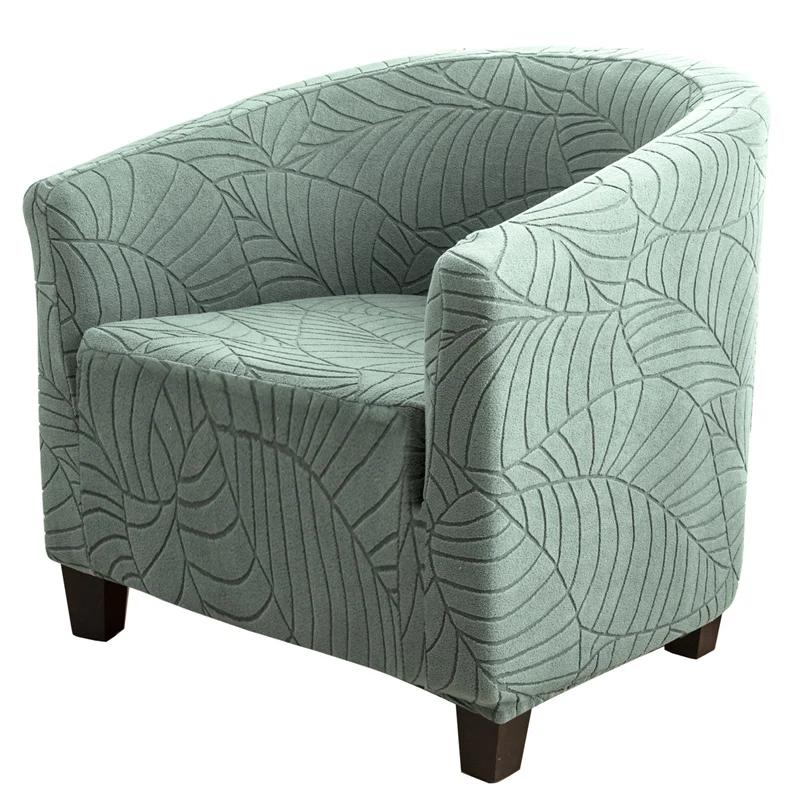 Stretch Tub Chair Cover Spandex Armchair Cover Leaves Jacquard Home Decor Club Sofa Slipcover for Living Room Couch Covers