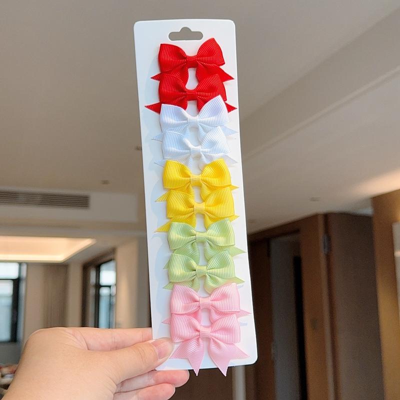 10 шт./набор Красочный бант из репсовой ленты Заколка для волос Девочки Милые Чир Бант-бабочка Заколка-автомат Головной убор Детские аксессуары для волос