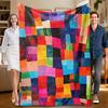 1 шт. разноцветное лоскутное фланелевое одеяло, мягкое, подходит для дивана, кровати, офиса, для использования в любое время года.