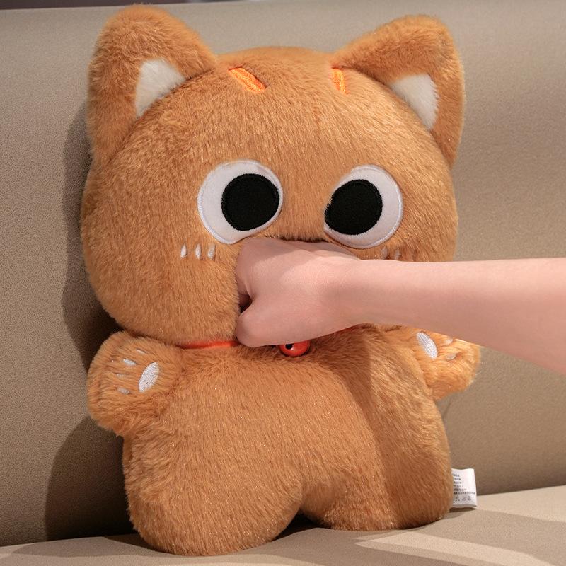 35 см Каваийная Плюшевая Игрушка Черный Кот с Большими Глазами, Кукла, Мягкое Набивное Животное, Подушка-Подушка Кот, Подарок на День Рождения для Детей, Декор для Дома