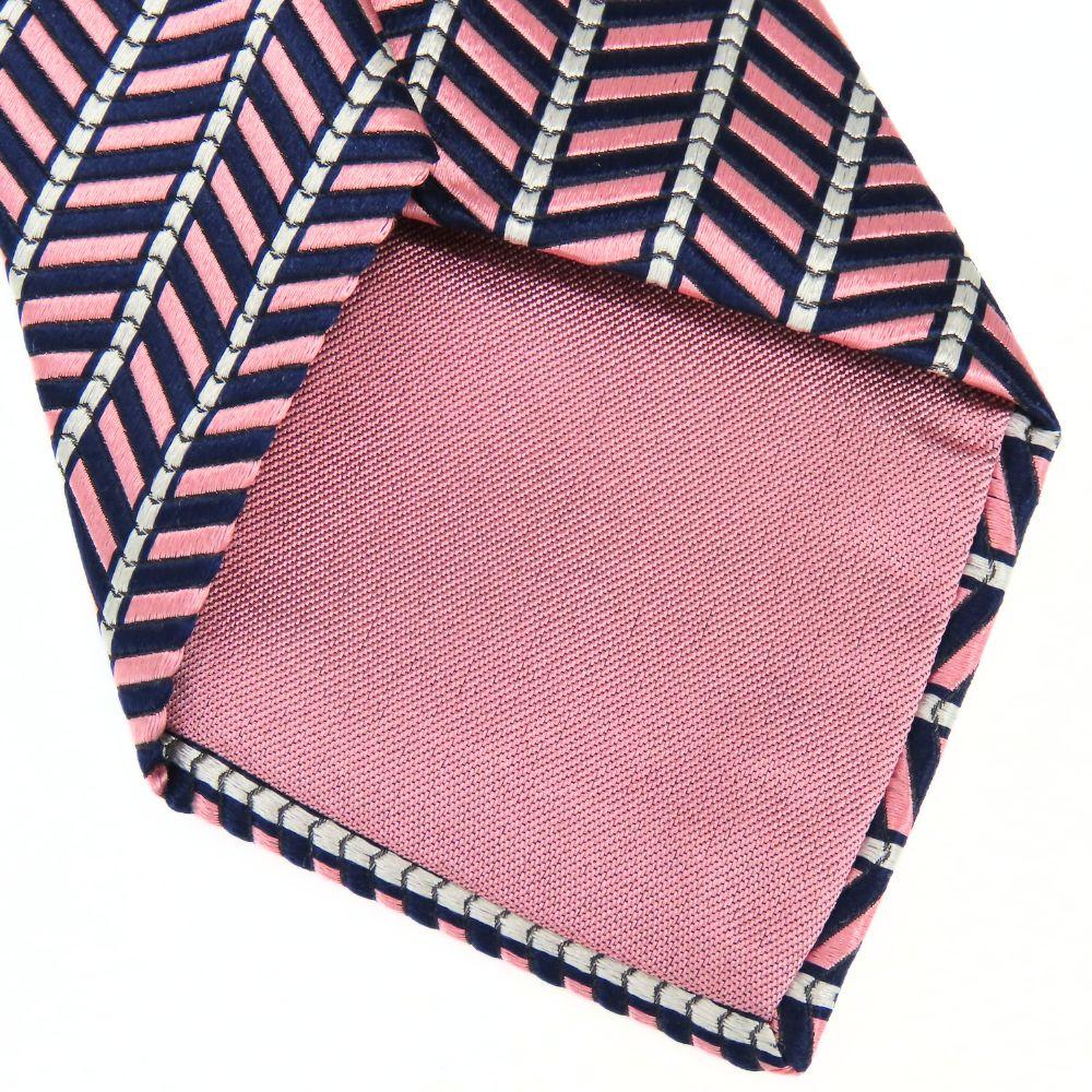 Used Dunhill tie silk pink Navy business