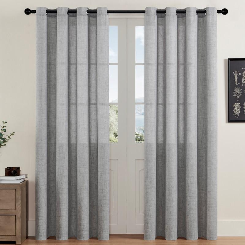Текстильная льняная пряжа Спальня Гостиная Кабинет Теплый Однотонный цвет, Шторы