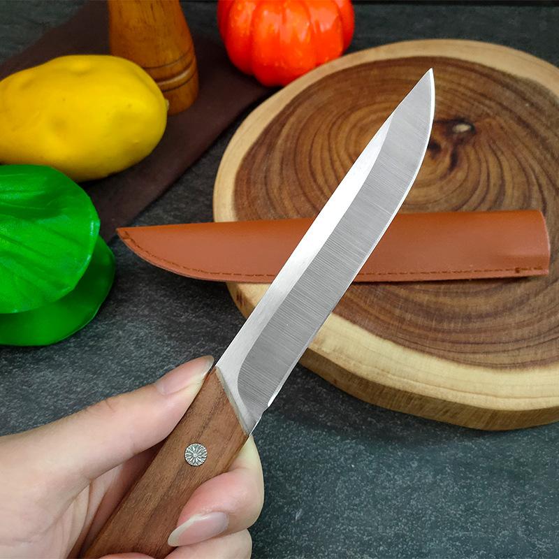 Kitchen Utility Knife Stainless Steel Paring Knife with Wood Handle Barbecue Steak Cutting Boning Knife Cleaver