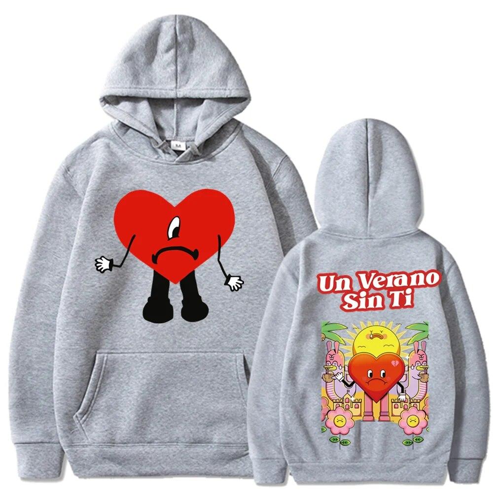 Bad Bunny Hoodie Unisex Fashion Coat Letter Print Hoodies Kids Hip Hop Hoodie Women Sweatshirt Coat Rap Sweat Autumn Winter Clothes Unisex
