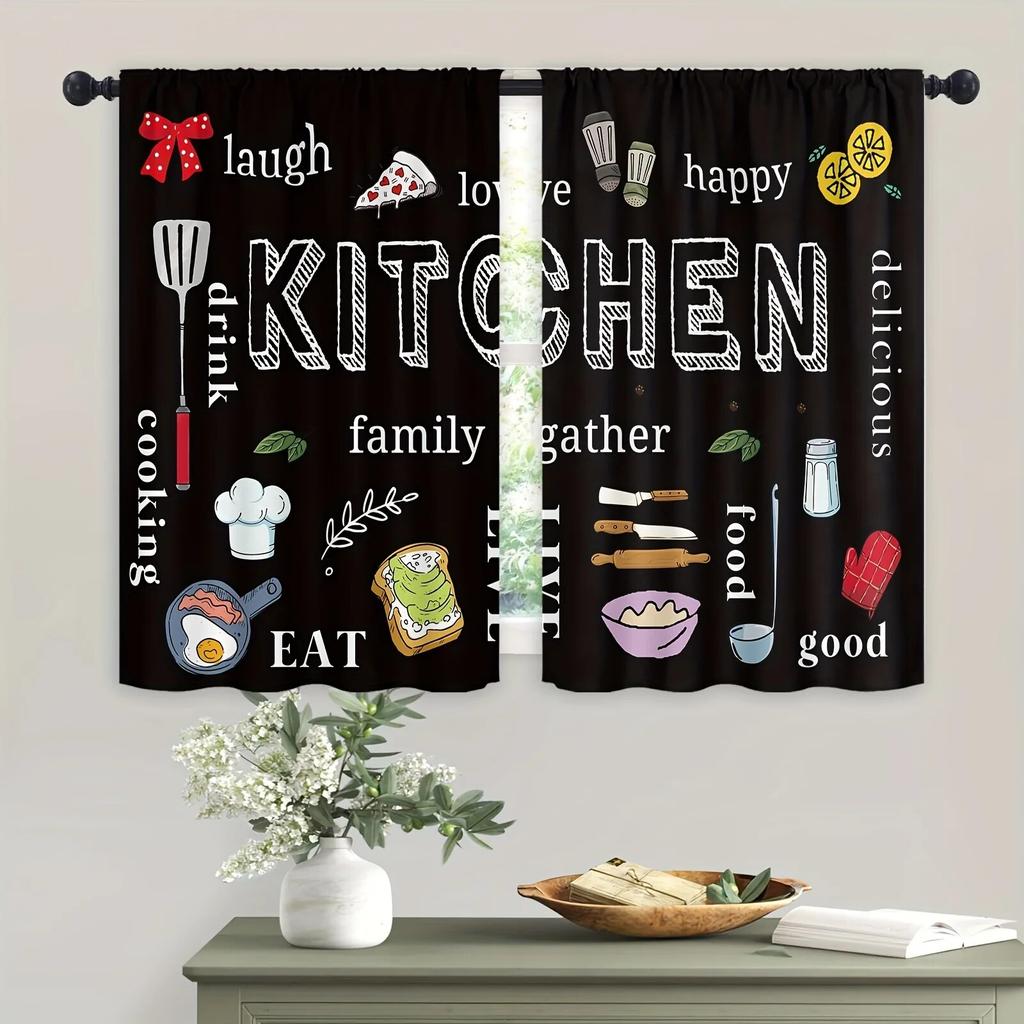 2 панели фермерский дом винтажные кухонные шторы короткие маленькие черно-белые деревенские ретро деревенские стержни карманные шторы кафе занавески