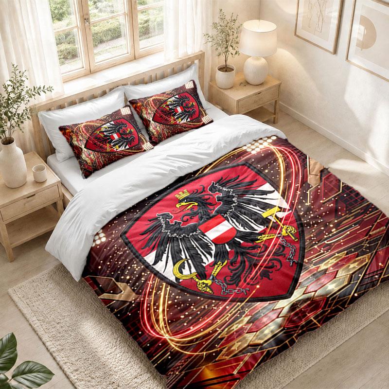 Bedding Set 1 Duvet Cover 2 Pillowcases Austria Football Print Bedroom Home Decoration