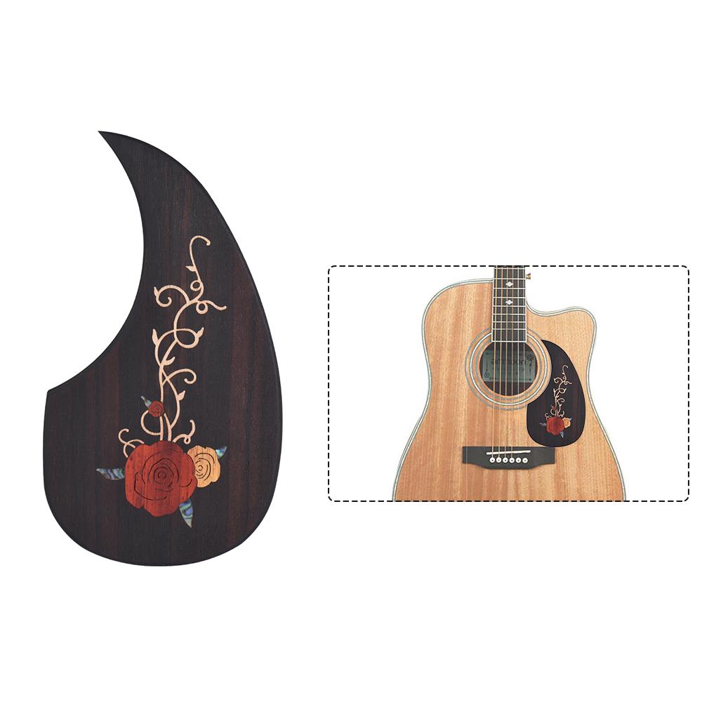 Wooden Guitar Pickguard Pick Guard for 40 41 Acoustic Guitars Ebony Wood with Decorative Flower Pattern