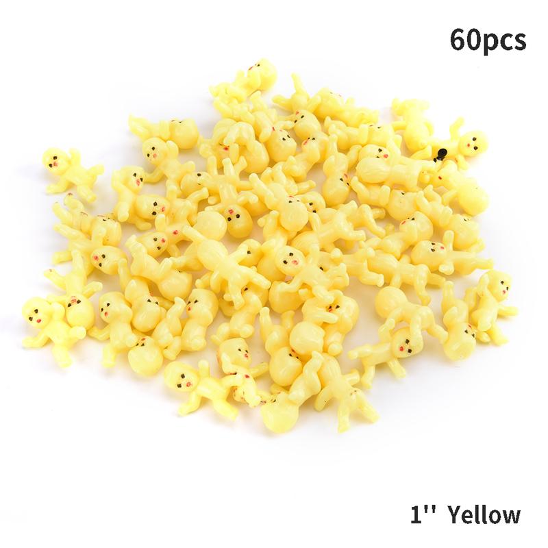 60Pcs High Quality 1/1.2inch Mini Plastic Baby Doll Kids Toys Doll Accessories 10Colors