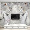 Фотообои 3D Стерео Хрустальный Алмаз Озеро Лебедей Романтичные Красивые Украшения ТВ фон Настенное панно Европейский стиль 3D Декор