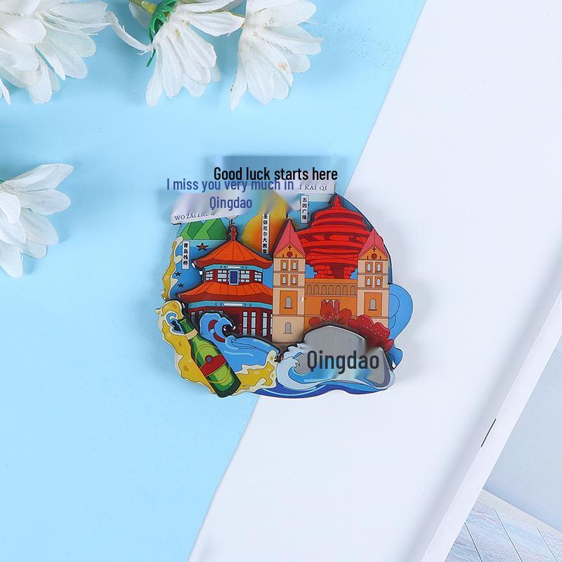 Национальный город Живописный Мультяшный Деревянный Эпоксидный Магнит на Холодильник