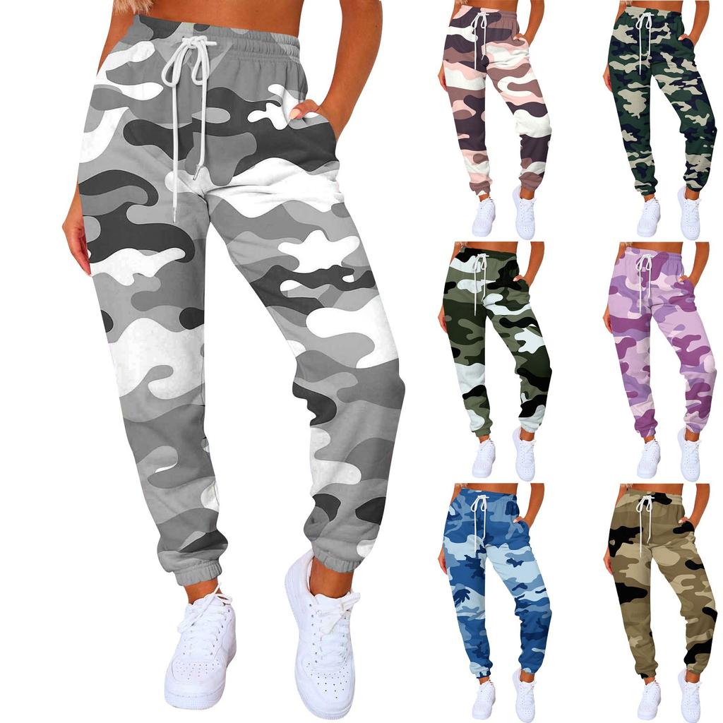 Ladies Casual Fashion Print Casual Pants Sweatshirt Trousers