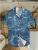 Fashion Water Ripple Pattern Print Shirt, Tropical Hawaiian Shirt - Short Sleeve, Casual Button- Men's Shirt, Lightweight Polyester for Summer