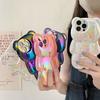Милый персональный лазерный 3D чехол-медведь для iPhone 16 Pro Max, Совместим с Apple 17 Новая модель 14/15