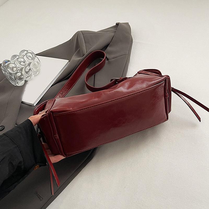 Текстура Ретро Красный Мягкая Кожа Сумки Через Плечо Для Женщин Тренд Однотонная Универсальная Сумка Кроссбоди Для Поездок На Работу Шоппинга Женские Сумки CLE