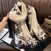 New Spring and Autumn Retro Floral Cranes Temperament Simulation Silk Large Long Scarf Sunscreen Outwear Shawl Female Silk Scarf